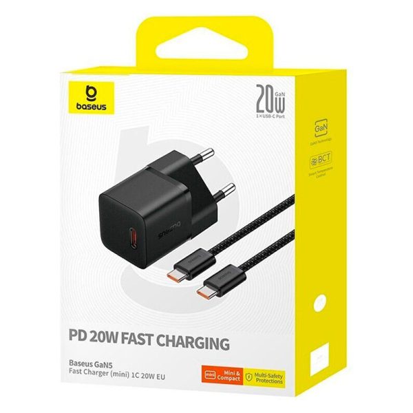 Зарядний пристрій Baseus GaN5 Fast Charger (mini) 1C 20W + Type-C to Type-C (P10110900113) - Зображення 4