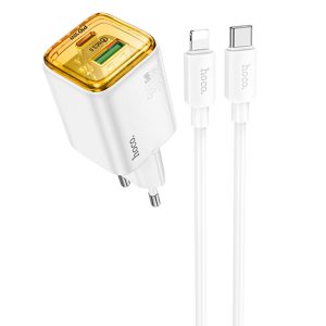 Зарядний пристрій Hoco N53 Monsoon PD30W+QC3.0 (1USB-A/1C) + Type-C to Lightning