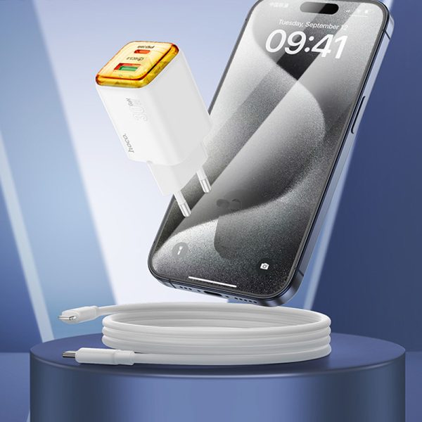 Зарядний пристрій Hoco N53 Monsoon PD30W+QC3.0 (1USB-A/1C) + Type-C to Lightning - Зображення 3