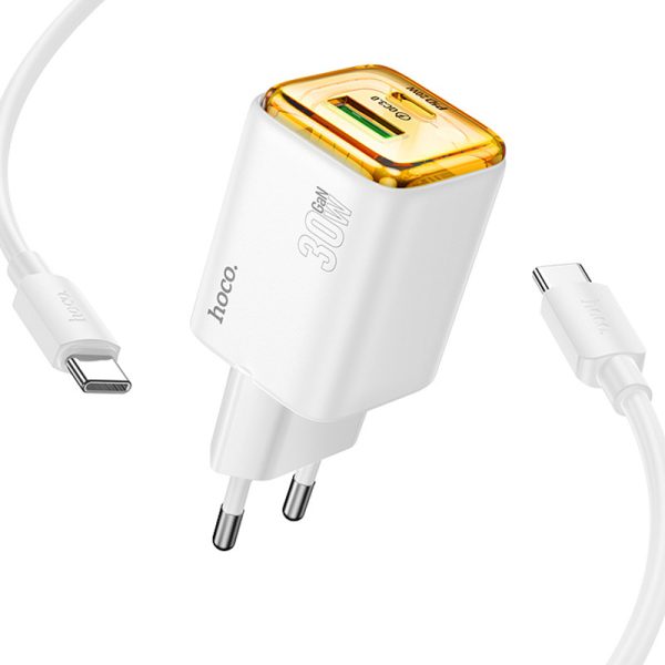 Зарядний пристрій Hoco N53 Monsoon PD30W+QC3.0 (1USB-A/1C) + Type-C to Type-C - Зображення 2