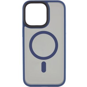 Чохол для iPhone 15 Pro Max Синій Metal Buttons with MagSafe