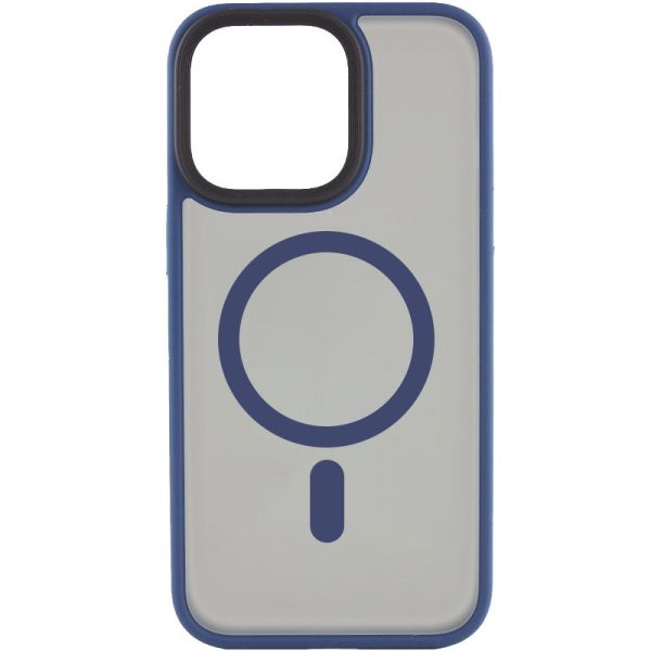 Чохол для iPhone 15 Pro Max Синій Metal Buttons with MagSafe