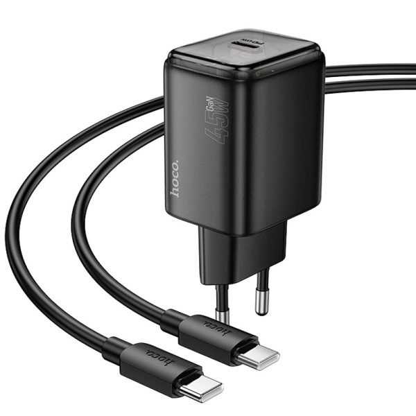 Зарядний пристрій Hoco N54 Monsoon PD45W (1USB-C) + Type-C to Type-C - Зображення 2