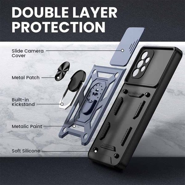 Ударостійкий чохол для Samsung Galaxy A72 4G / A72 5G Синій Camshield Serge Ring - Зображення 5