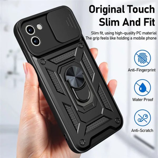 Ударостійкий чохол для Samsung Galaxy A03 Чорний Camshield Serge Ring - Зображення 4