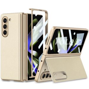Шкіряний чохол для Samsung Galaxy Z Fold5 Champagne GKK 360 + Glass з підставкою