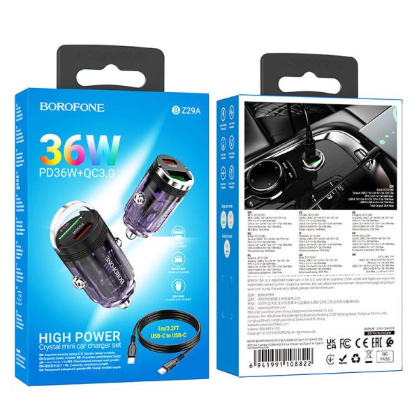 АЗП Borofone BZ29A Talented PD36W+QC3.0 (1C1A) + Type-C to Type-C - Зображення 4