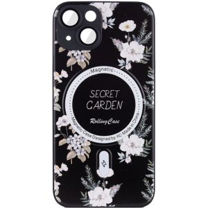 Чохол для iPhone 15 Чорний Secret Garden with MagSafe