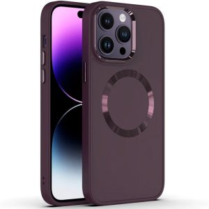 Чохол для iPhone 12 Pro Max Бордовий Bonbon Metal Style with MagSafe