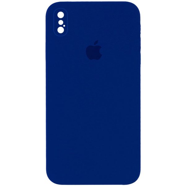 Чохол для iPhone XS Max Синій Silicone Case Square Full Camera Protective
