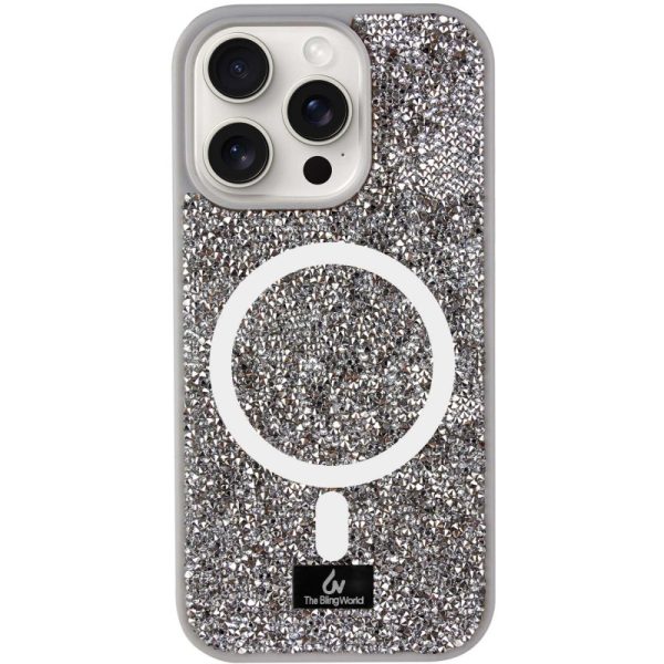 Чохол для iPhone 16 Pro Max Сірий Bling World Rock Diamond with MagSafe
