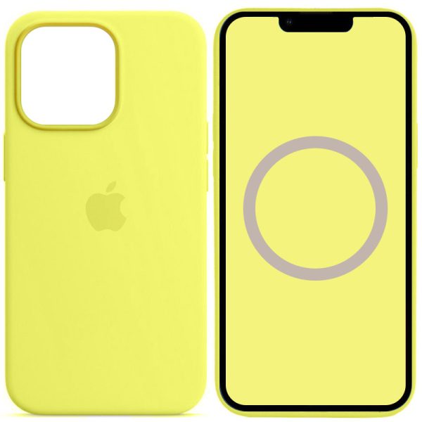 Чохол для iPhone 13 Pro Жовтий Silicone case full with Magsafe and Animation