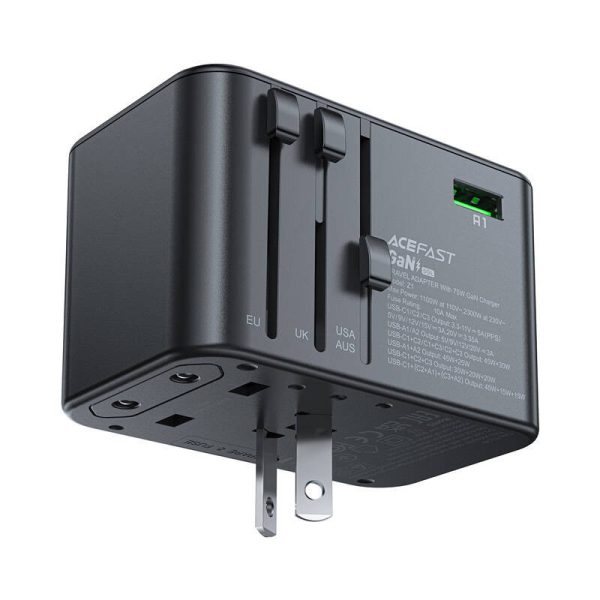Зарядний пристрій Acefast Z1 PD75W GaN (3*USB-C+2*USB-A) - Зображення 3