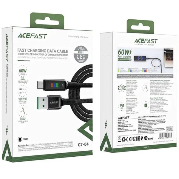 Дата кабель Acefast C7-04 USB-A to USB-C zinc alloy (1.2m) - Зображення 6