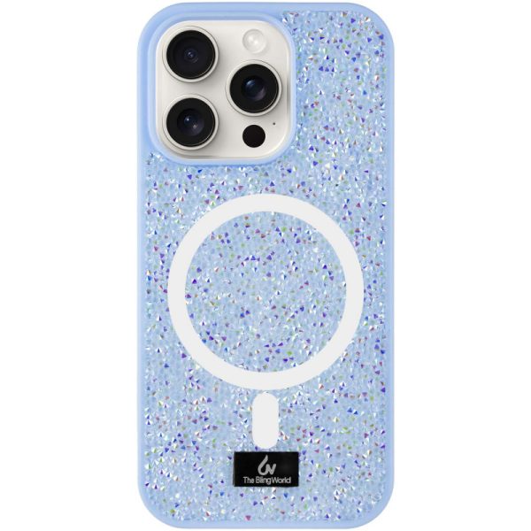 Чохол для iPhone 14 Pro Max Синій Bling World Rock Diamond with MagSafe