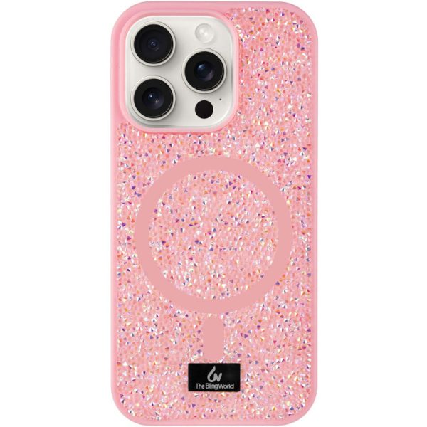 Чохол для iPhone 14 Pro Max Рожевий Bling World Rock Diamond with MagSafe