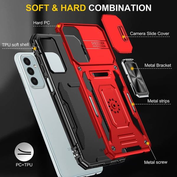 Ударостійкий чохол для Samsung Galaxy M34 5G Червоний Camshield Army Ring - Зображення 6