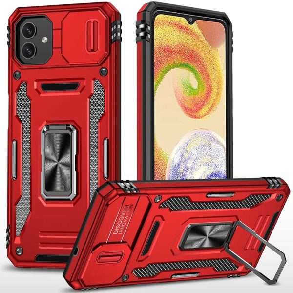 Ударостійкий чохол для Samsung Galaxy A05 Червоний Camshield Army Ring