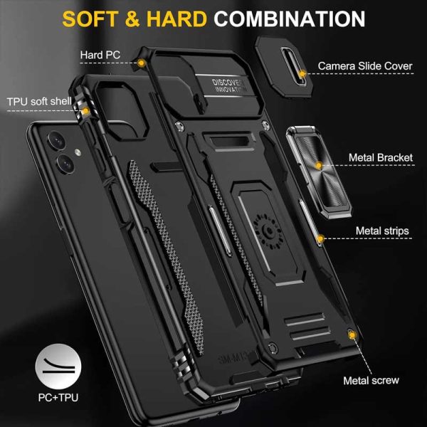 Ударостійкий чохол для Samsung Galaxy A05 Чорний Camshield Army Ring - Зображення 5