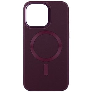 Шкіряний чохол для Apple iPhone 15 Бордовий Bonbon Leather Metal Style with MagSafe