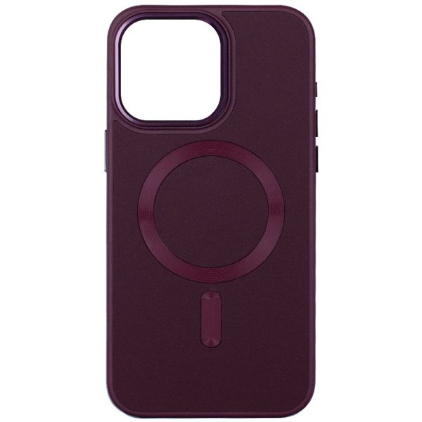 Шкіряний чохол для Apple iPhone 15 Бордовий Bonbon Leather Metal Style with MagSafe
