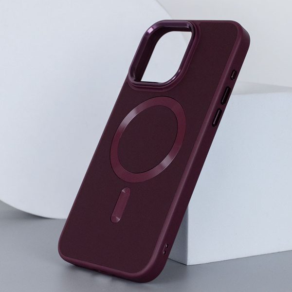 Шкіряний чохол для Apple iPhone 15 Бордовий Bonbon Leather Metal Style with MagSafe - Зображення 3