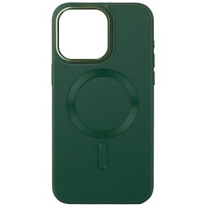 Шкіряний чохол для Apple iPhone 15 Зелений Bonbon Leather Metal Style with MagSafe