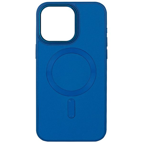 Шкіряний чохол для Apple iPhone 15 Синій Bonbon Leather Metal Style with MagSafe