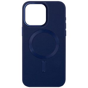 Шкіряний чохол для Apple iPhone 15 Синій Bonbon Leather Metal Style with MagSafe
