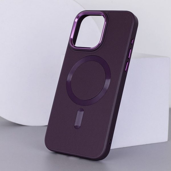 Шкіряний чохол для Apple iPhone 15 Фіолетовий Bonbon Leather Metal Style with MagSafe - Зображення 3
