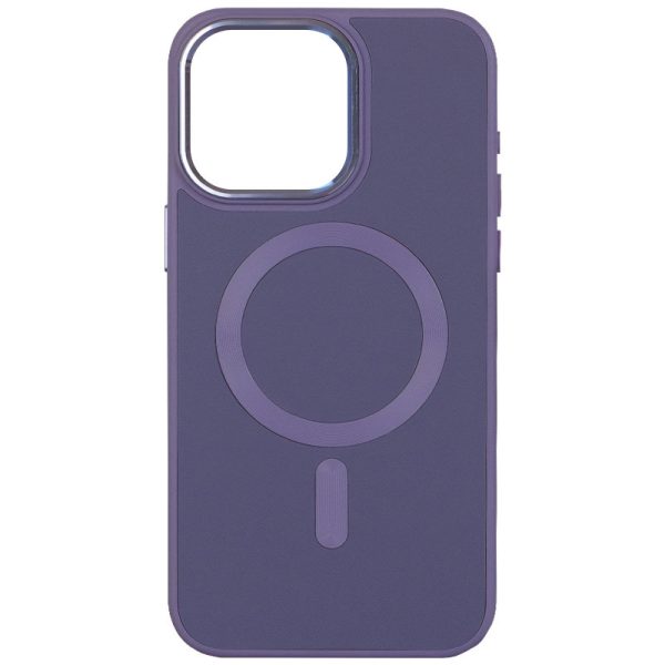 Шкіряний чохол для Apple iPhone 15 Plus Сірий Bonbon Leather Metal Style with MagSafe