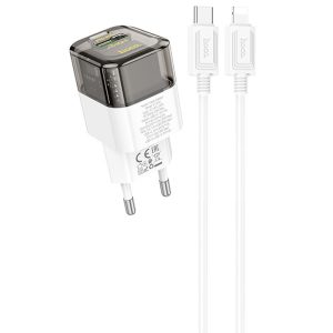 Зарядний пристрій Hoco C131A Platium PD30W+QC3.0 + Type-C to Lightning