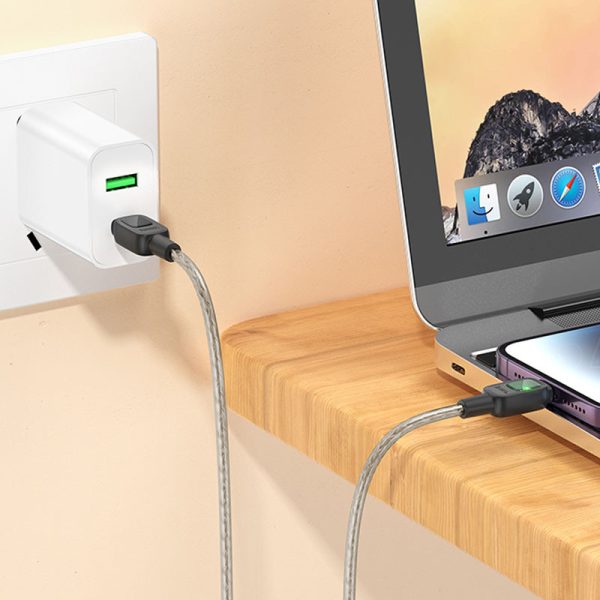 Дата кабель Hoco U124 Stone silicone power-off Type-C to Lightning (1.2m) - Зображення 4