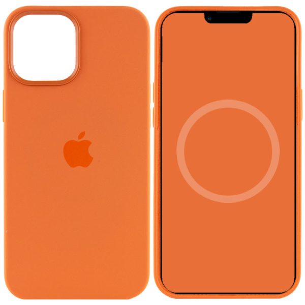 Чохол для iPhone 12 Pro Max Помаранчевий Silicone case full with Magsafe and Animation