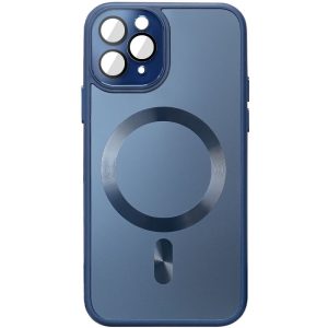 Чохол для iPhone 12 Pro Max Синій TPU+Glass Sapphire Midnight with MagSafe
