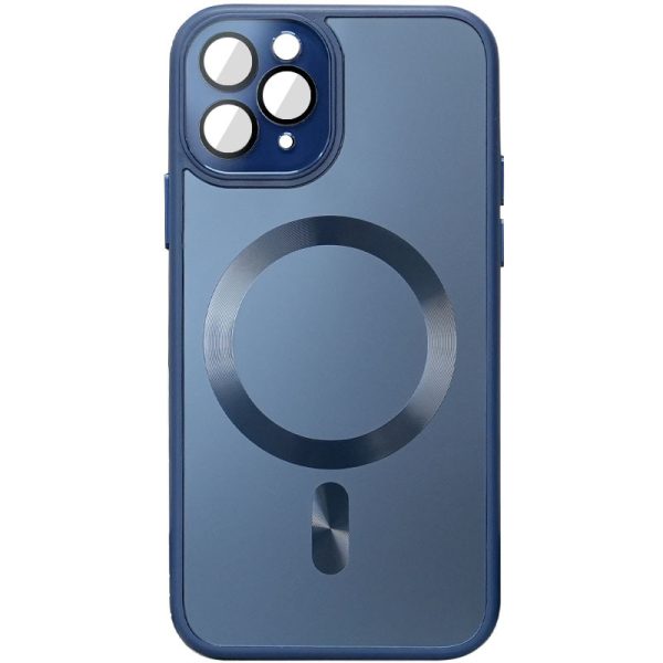 Чохол для iPhone 12 Pro Max Синій TPU+Glass Sapphire Midnight with MagSafe