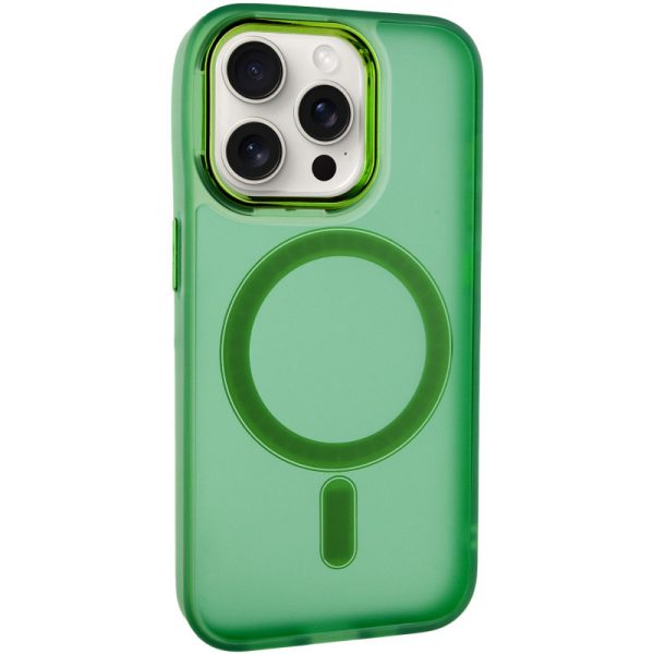 Чохол для iPhone 14 Pro Max Зелений TPU+PC Lily with MagSafe