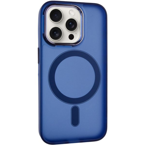 Чохол для iPhone 14 Pro Max Синій TPU+PC Lily with MagSafe