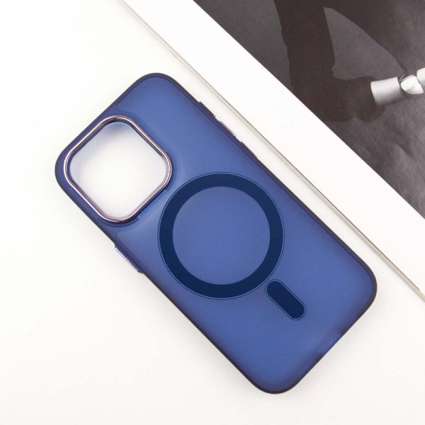 Чохол для iPhone 14 Pro Max Синій TPU+PC Lily with MagSafe - Зображення 3
