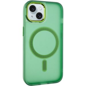 Чохол для iPhone 15 Зелений TPU+PC Lily with MagSafe