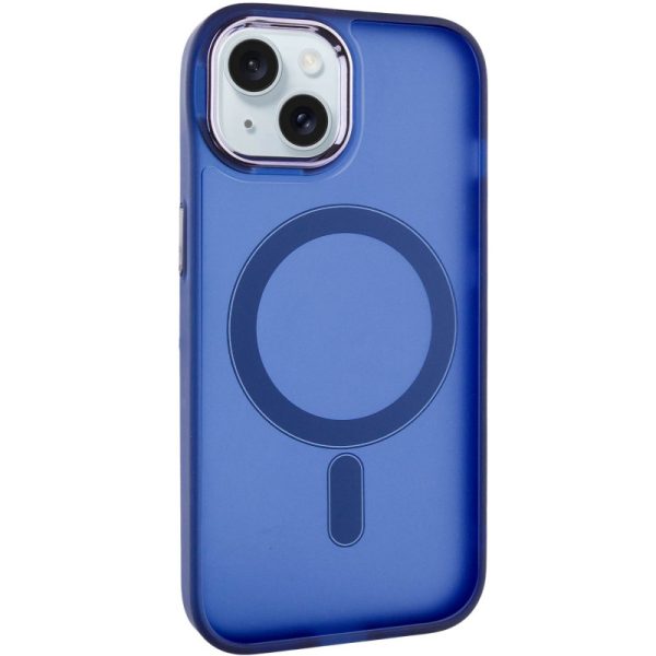 Чохол для iPhone 15 Синій TPU+PC Lily with MagSafe