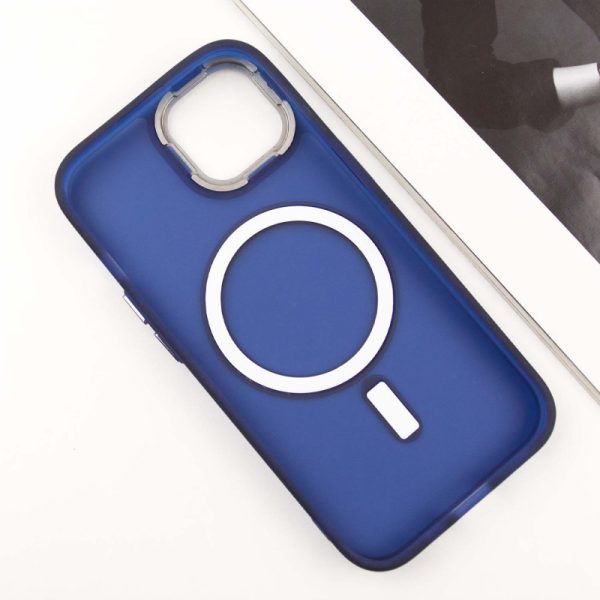 Чохол для iPhone 15 Синій TPU+PC Lily with MagSafe - Зображення 4