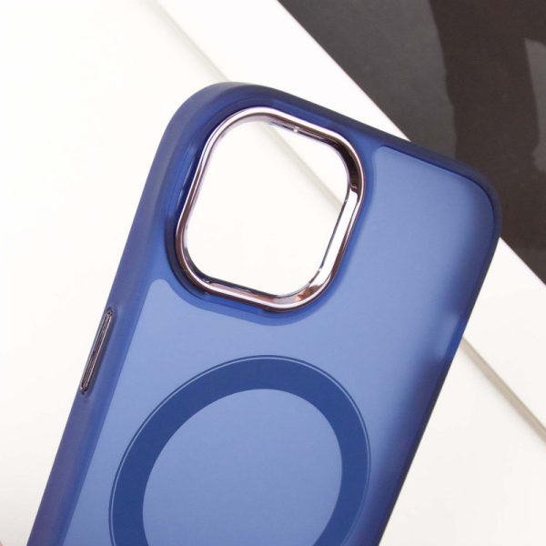 Чохол для iPhone 15 Синій TPU+PC Lily with MagSafe - Зображення 5