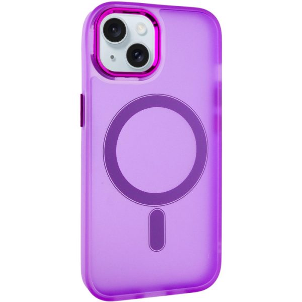 Чохол для iPhone 15 Фіолетовий TPU+PC Lily with MagSafe