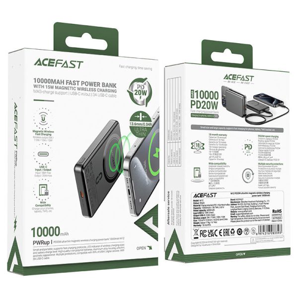 Павербанк Power Bank Acefast M12 PD20W з БЗП 10000 mAh - Зображення 2