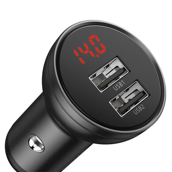 АЗП Baseus Digital Display Dual USB 4.8A Car Charger 24W (CCBX) - Зображення 4
