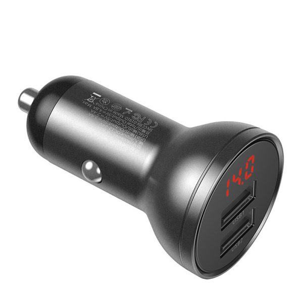 АЗП Baseus Digital Display Dual USB 4.8A Car Charger 24W (CCBX) - Зображення 5