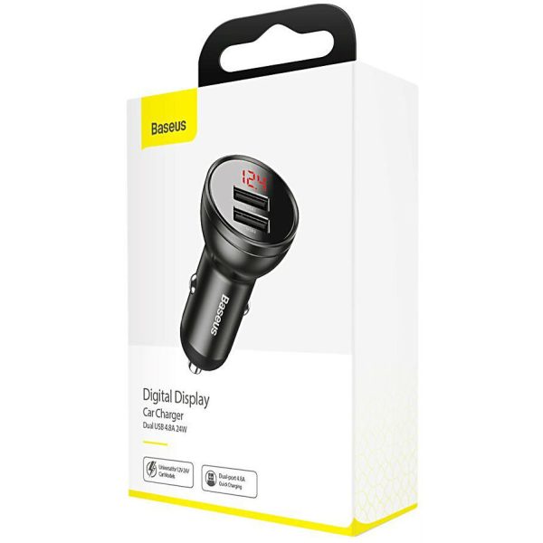 АЗП Baseus Digital Display Dual USB 4.8A Car Charger 24W (CCBX) - Зображення 6