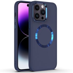 Чохол для iPhone 14 Pro Max Синій Bonbon Metal Style with MagSafe