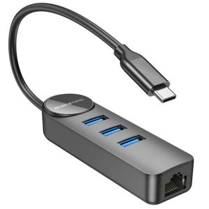 USB хаб Borofone DH6 Erudite 4in1 Gigabit Ethernet (Type-C to USB3.0*3+RJ45)